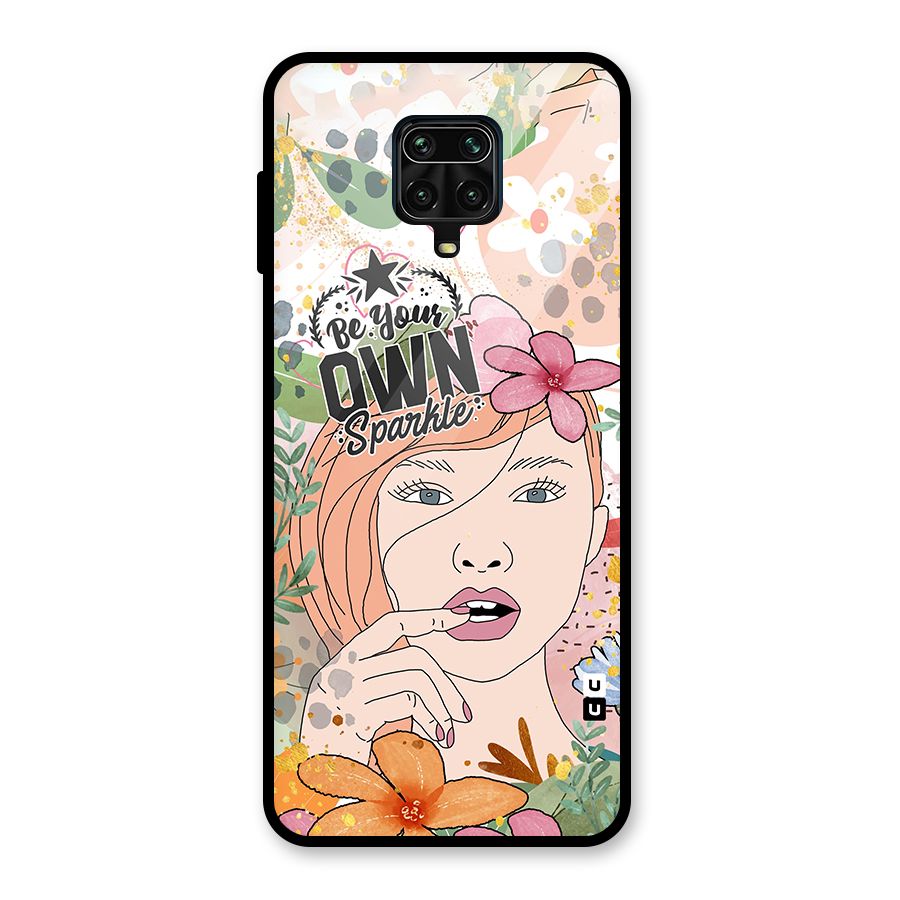 Be Your Own Sparkle Glass Back Case for Redmi Note 9 Pro