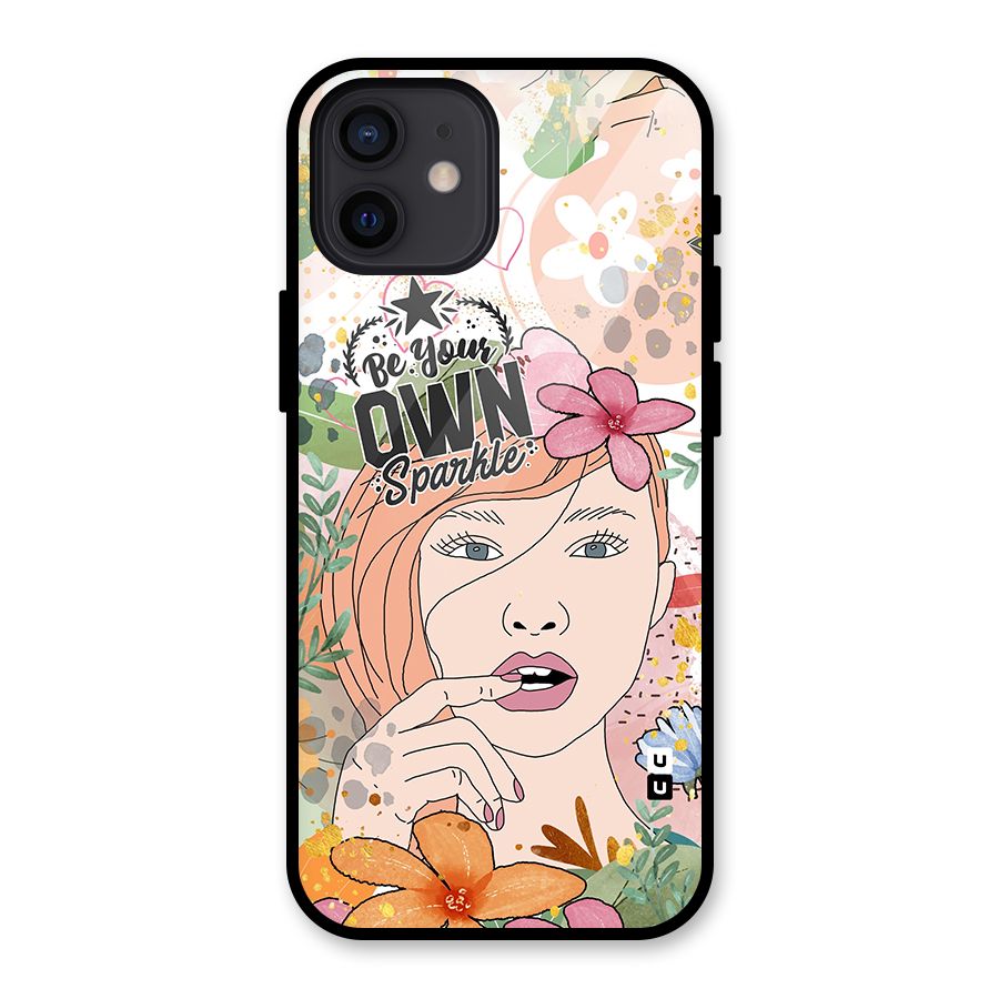 Be Your Own Sparkle Glass Back Case for iPhone 12