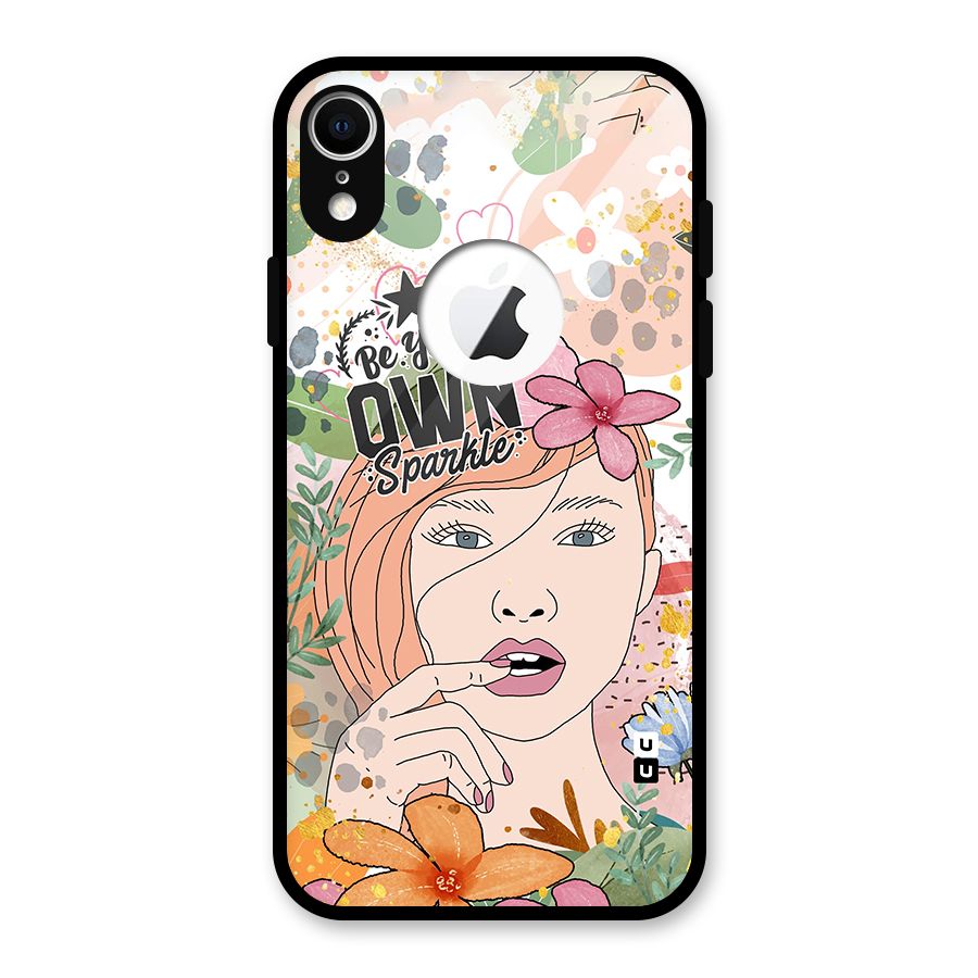 Be Your Own Sparkle Glass Back Case for iPhone XR Logo Cut