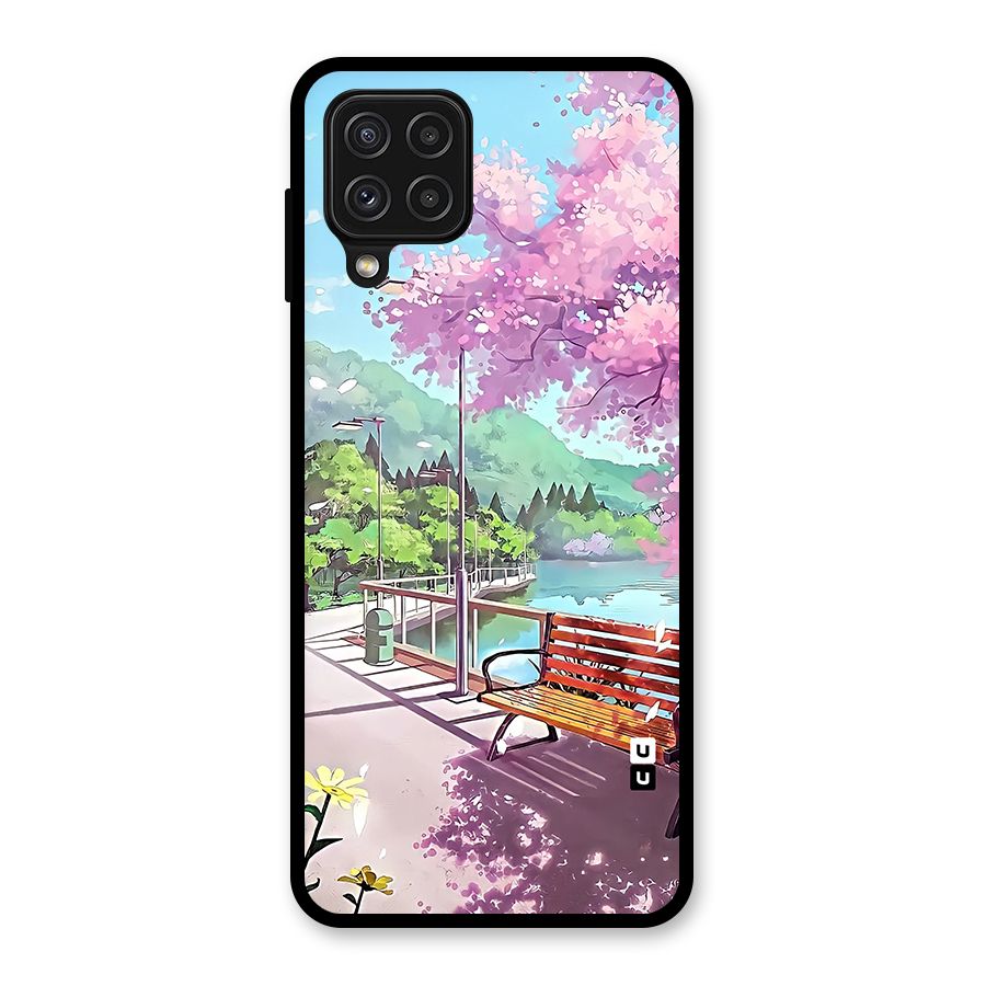 Beautiful Cherry Blossom Landscape Glass Back Case for Galaxy A22 4G