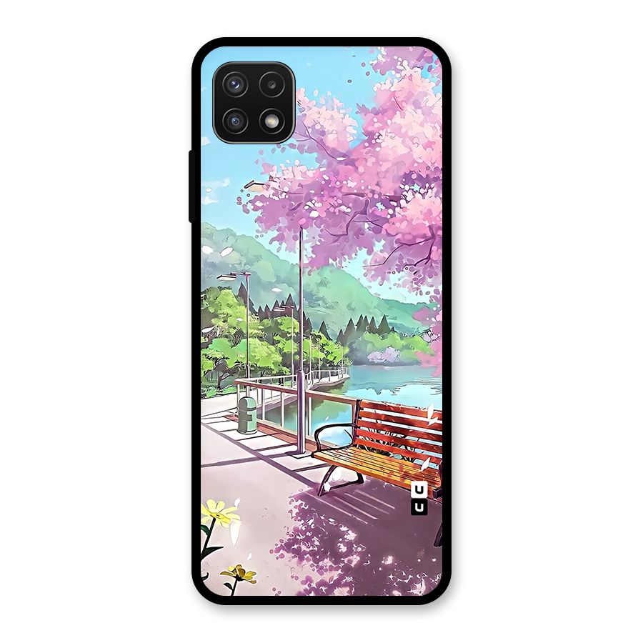 Beautiful Cherry Blossom Landscape Glass Back Case for Galaxy A22 5G