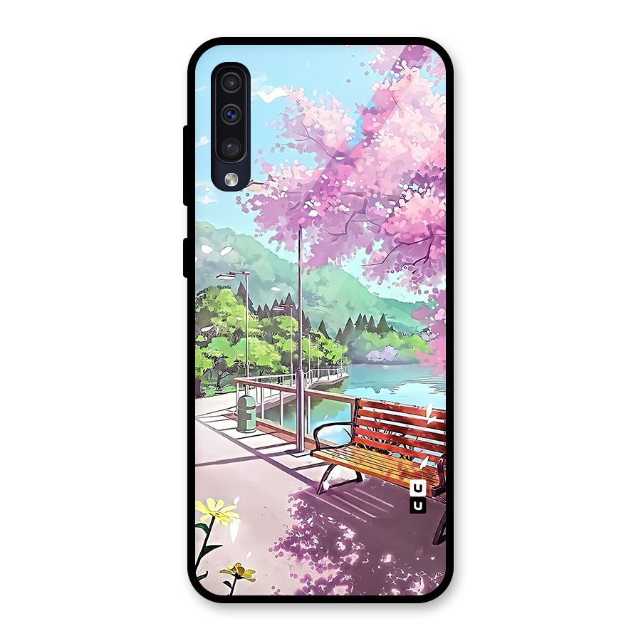 Beautiful Cherry Blossom Landscape Glass Back Case for Galaxy A50