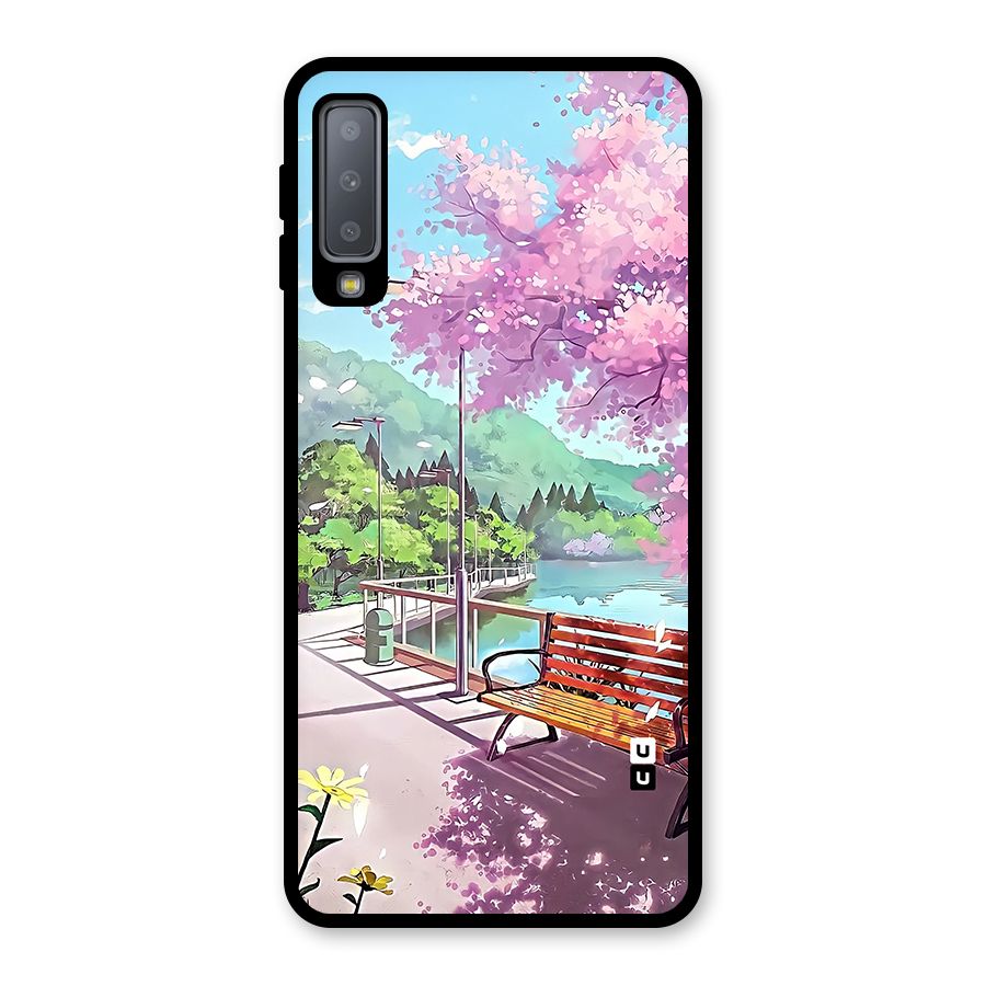 Beautiful Cherry Blossom Landscape Glass Back Case for Galaxy A7 (2018)