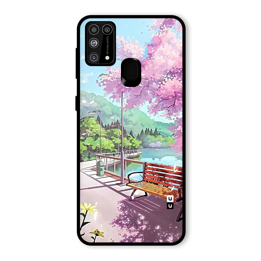 Beautiful Cherry Blossom Landscape Glass Back Case for Galaxy F41
