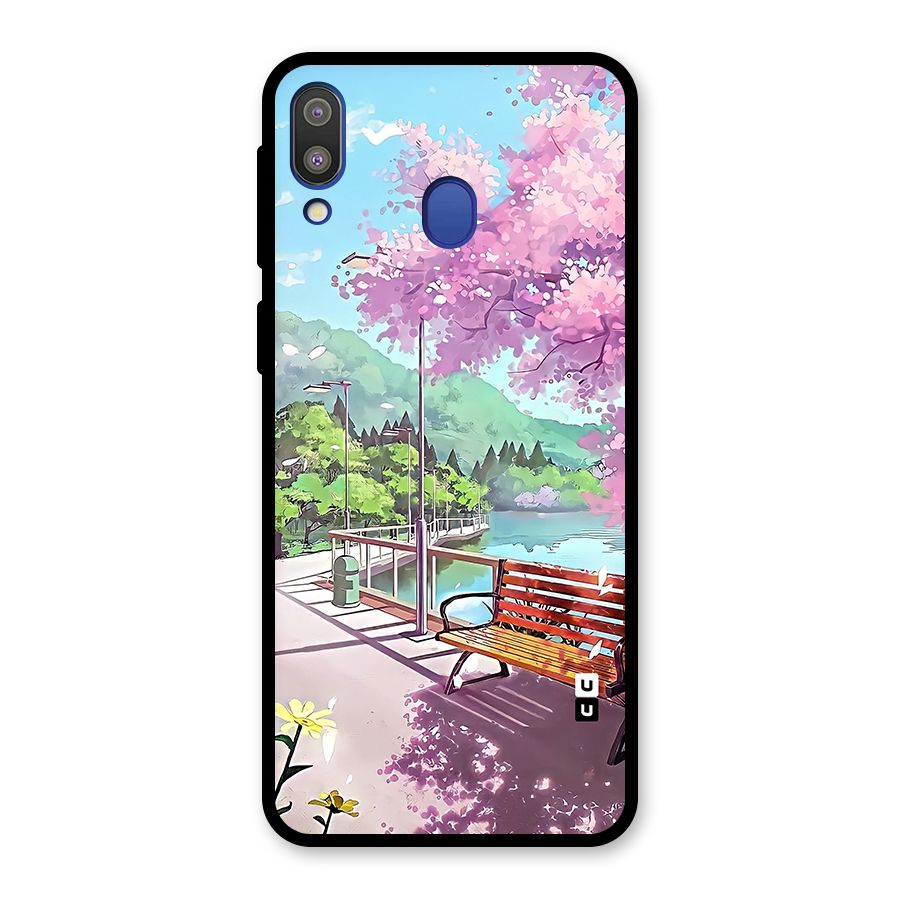Beautiful Cherry Blossom Landscape Glass Back Case for Galaxy M20