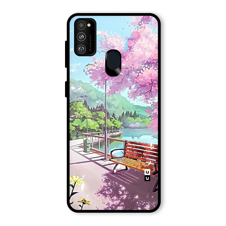 Beautiful Cherry Blossom Landscape Glass Back Case for Galaxy M30s