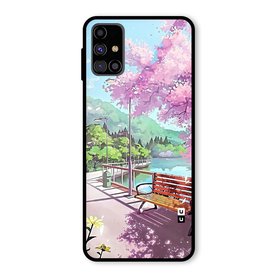 Beautiful Cherry Blossom Landscape Glass Back Case for Galaxy M31s