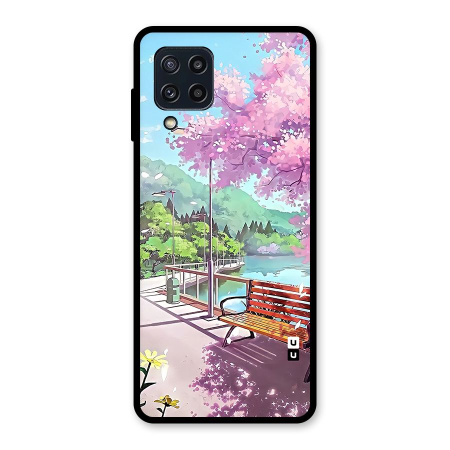 Beautiful Cherry Blossom Landscape Glass Back Case for Galaxy M32