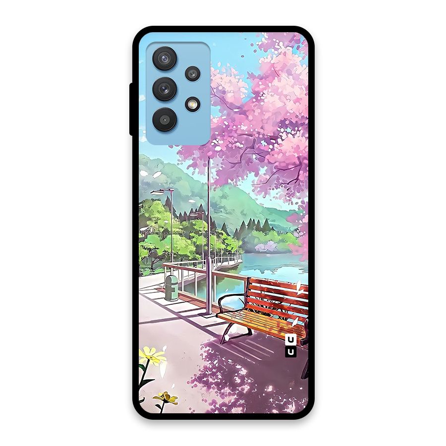 Beautiful Cherry Blossom Landscape Glass Back Case for Galaxy M32 5G