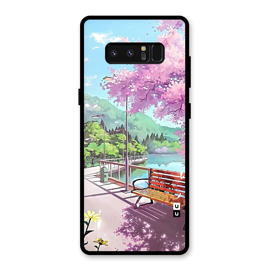 Beautiful Cherry Blossom Landscape Glass Back Case for Galaxy Note 8