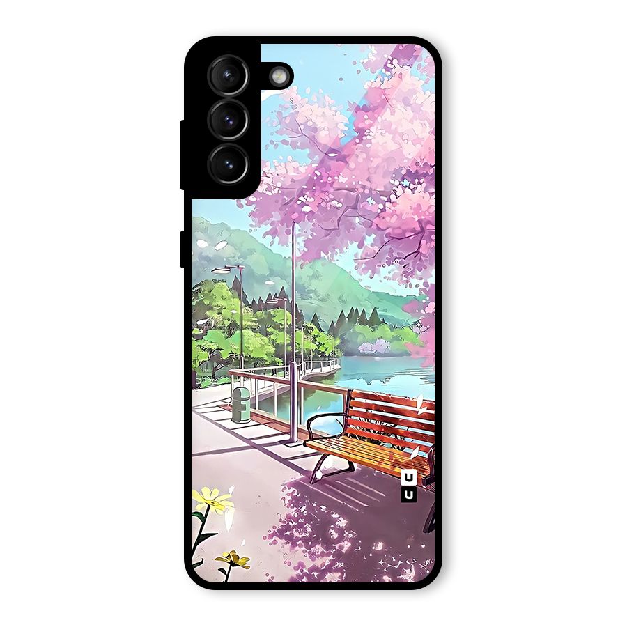 Beautiful Cherry Blossom Landscape Glass Back Case for Galaxy S21 Plus