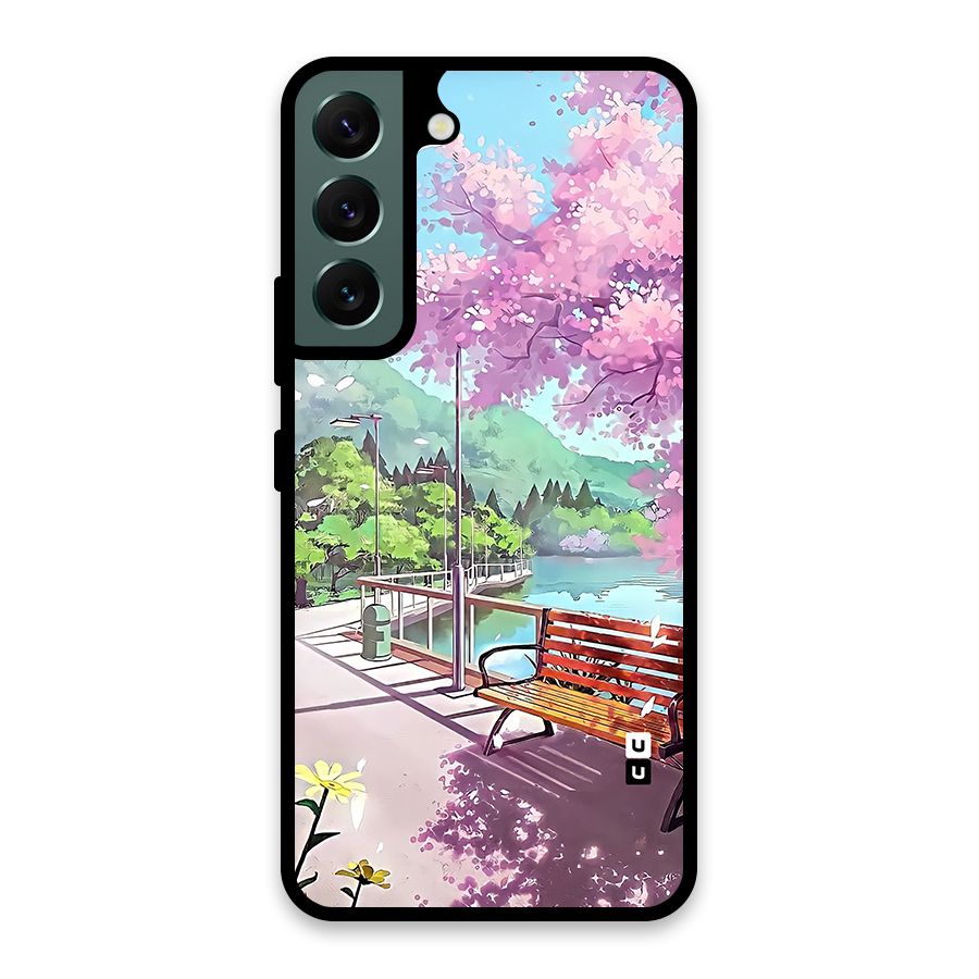 Beautiful Cherry Blossom Landscape Glass Back Case for Galaxy S22 5G