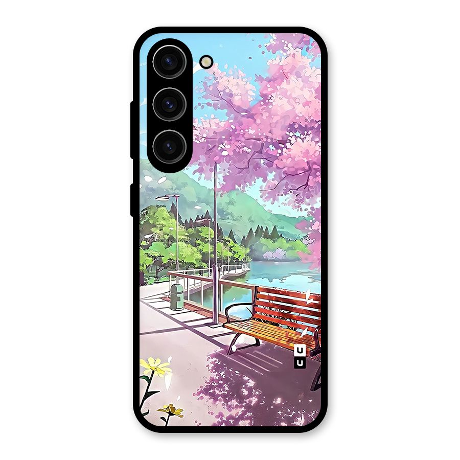 Beautiful Cherry Blossom Landscape Glass Back Case for Galaxy S23