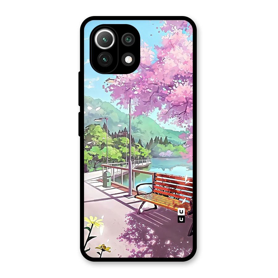 Beautiful Cherry Blossom Landscape Glass Back Case for Mi 11 Lite NE 5G