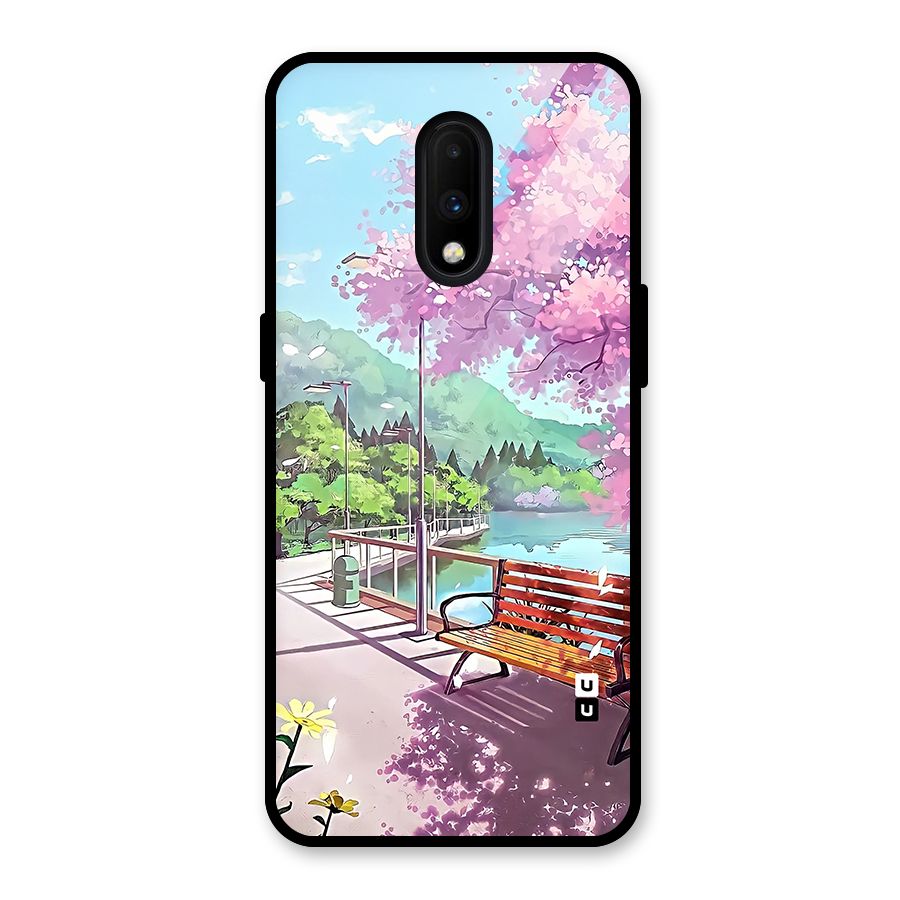 Beautiful Cherry Blossom Landscape Glass Back Case for OnePlus 7