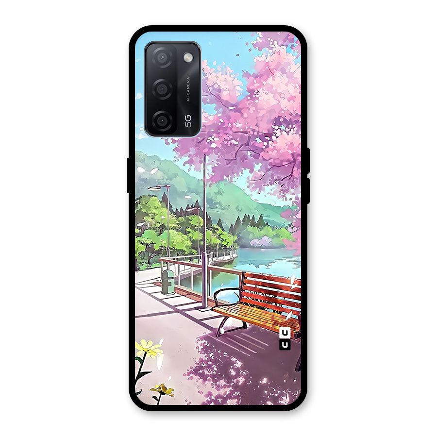 Beautiful Cherry Blossom Landscape Glass Back Case for Oppo A53s 5G
