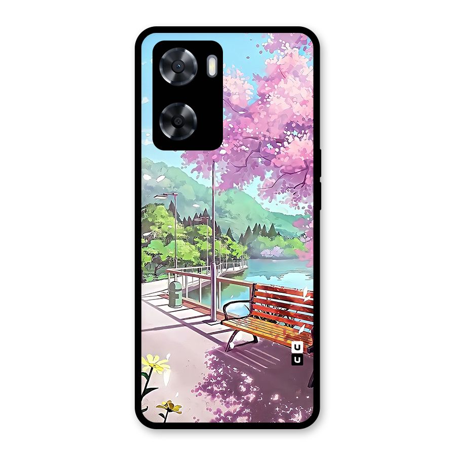 Beautiful Cherry Blossom Landscape Glass Back Case for Oppo A57 2022