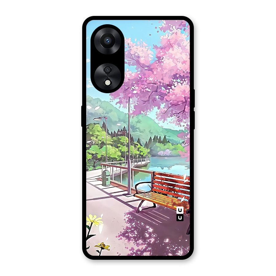 Beautiful Cherry Blossom Landscape Glass Back Case for Oppo A78