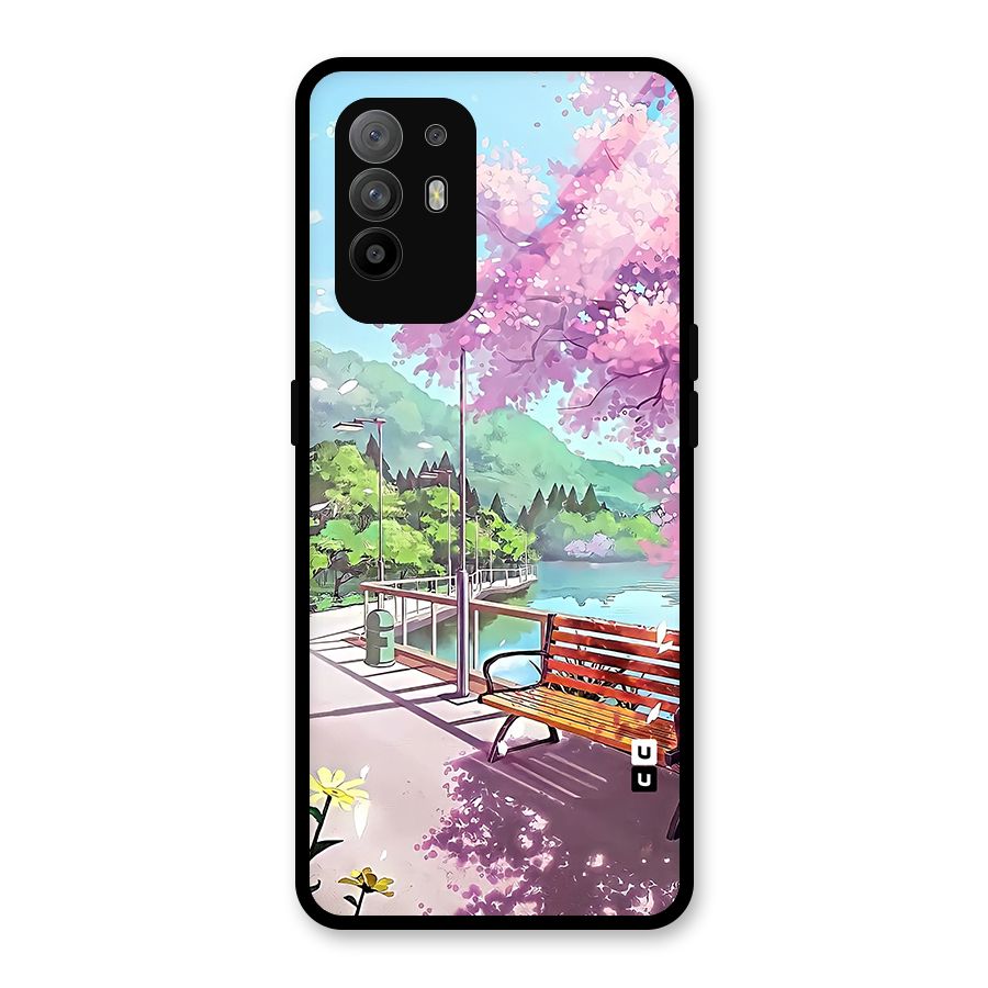 Beautiful Cherry Blossom Landscape Glass Back Case for Oppo F19 Pro Plus 5G