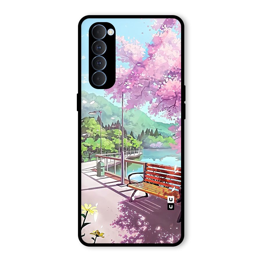 Beautiful Cherry Blossom Landscape Glass Back Case for Oppo Reno4 Pro