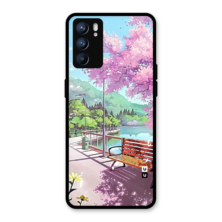 Beautiful Cherry Blossom Landscape Glass Back Case for Oppo Reno6 5G