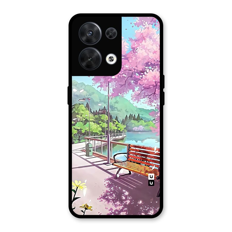 Beautiful Cherry Blossom Landscape Glass Back Case for Oppo Reno8 5G