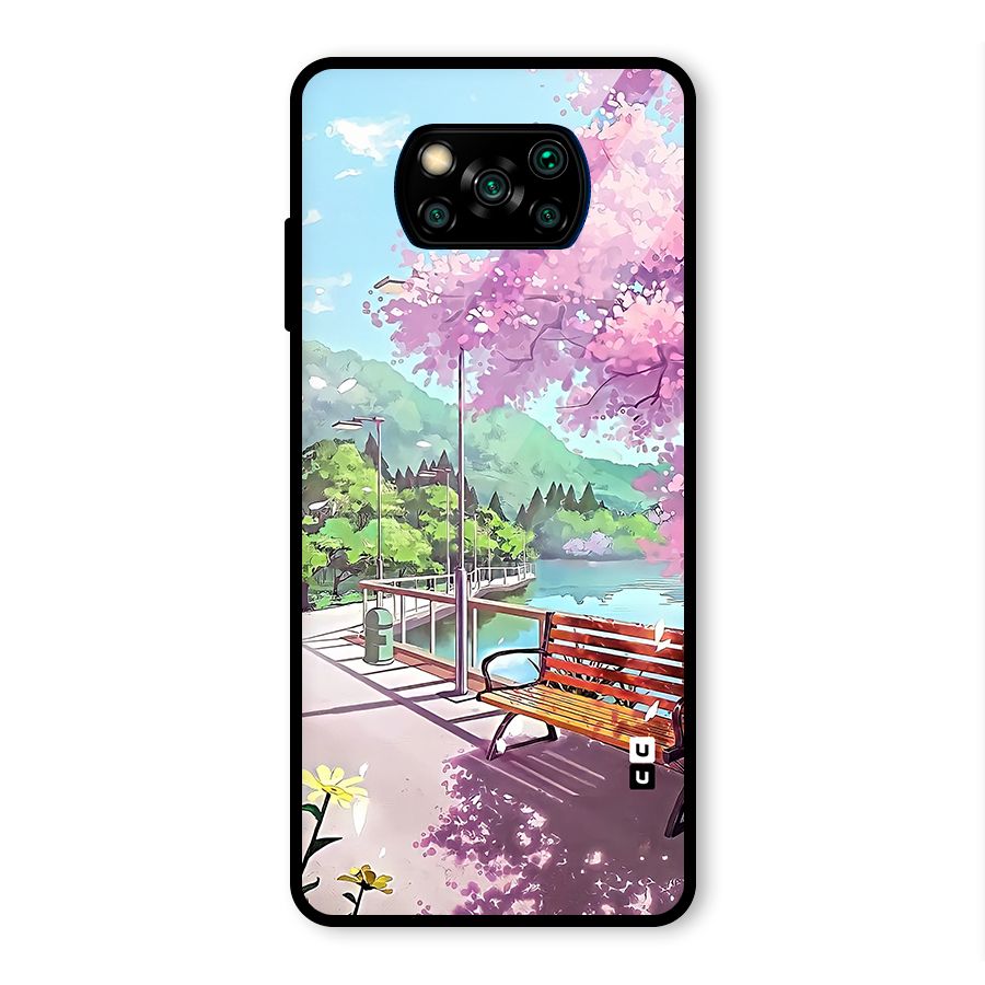 Beautiful Cherry Blossom Landscape Glass Back Case for Poco X3 Pro