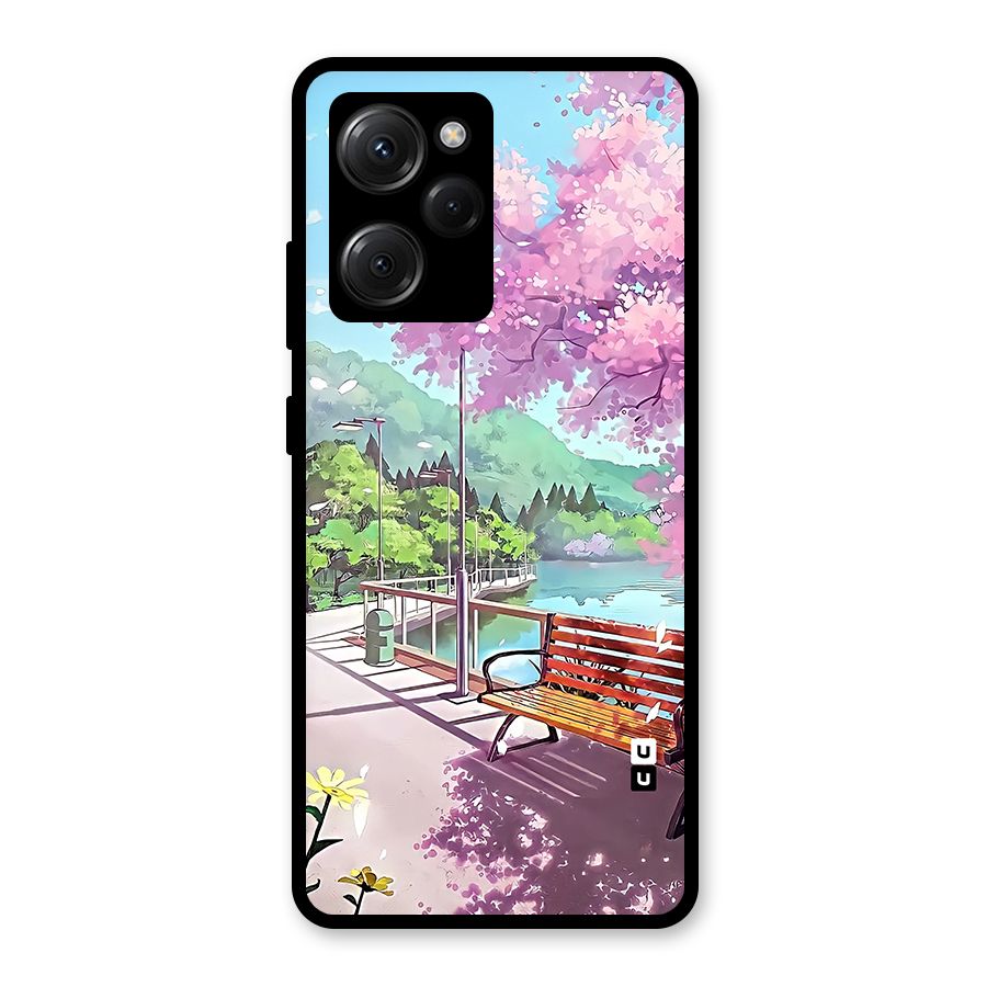 Beautiful Cherry Blossom Landscape Glass Back Case for Poco X5 Pro