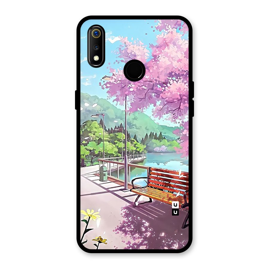 Beautiful Cherry Blossom Landscape Glass Back Case for Realme 3