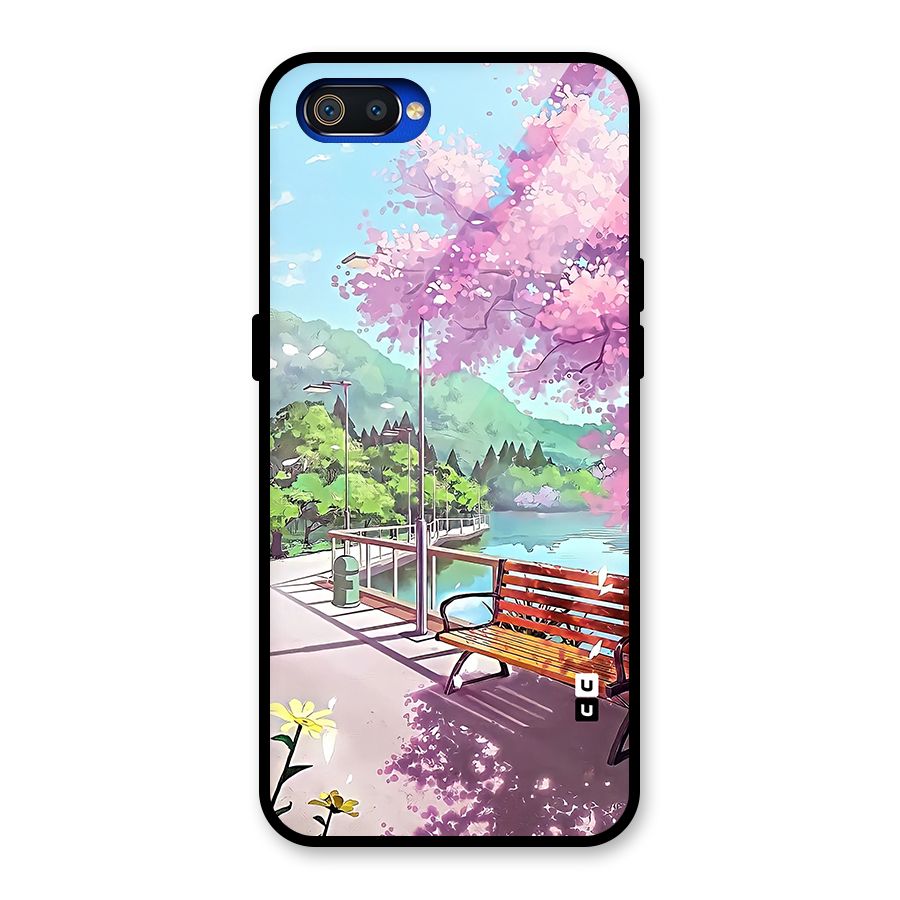 Beautiful Cherry Blossom Landscape Glass Back Case for Realme C2