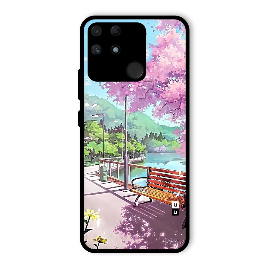 Beautiful Cherry Blossom Landscape Glass Back Case for Realme Narzo 50A