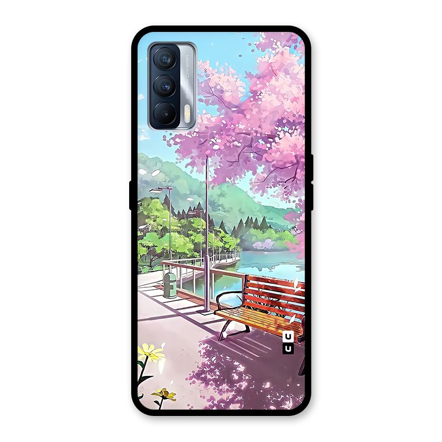 Beautiful Cherry Blossom Landscape Glass Back Case for Realme X7