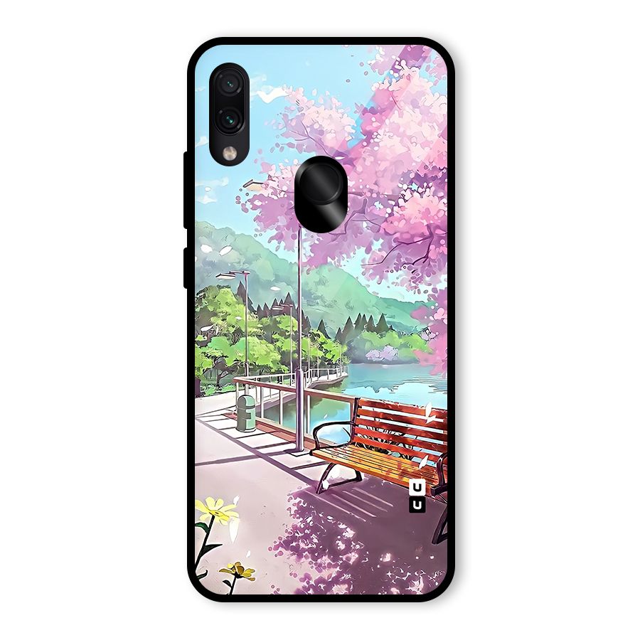 Beautiful Cherry Blossom Landscape Glass Back Case for Redmi Note 7