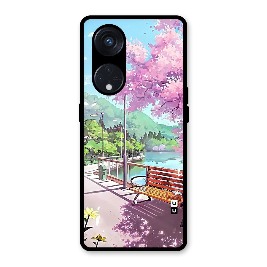 Beautiful Cherry Blossom Landscape Glass Back Case for Reno8 T 5G