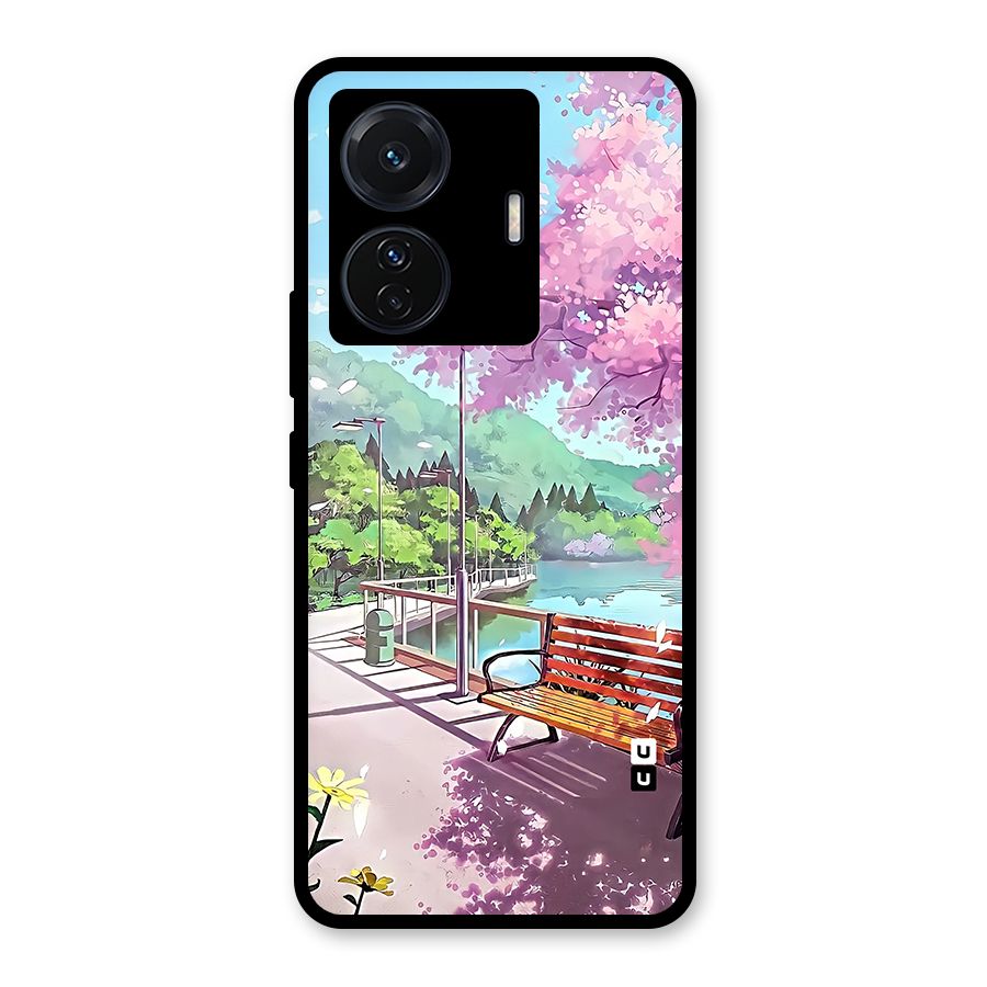 Beautiful Cherry Blossom Landscape Glass Back Case for Vivo T1 Pro