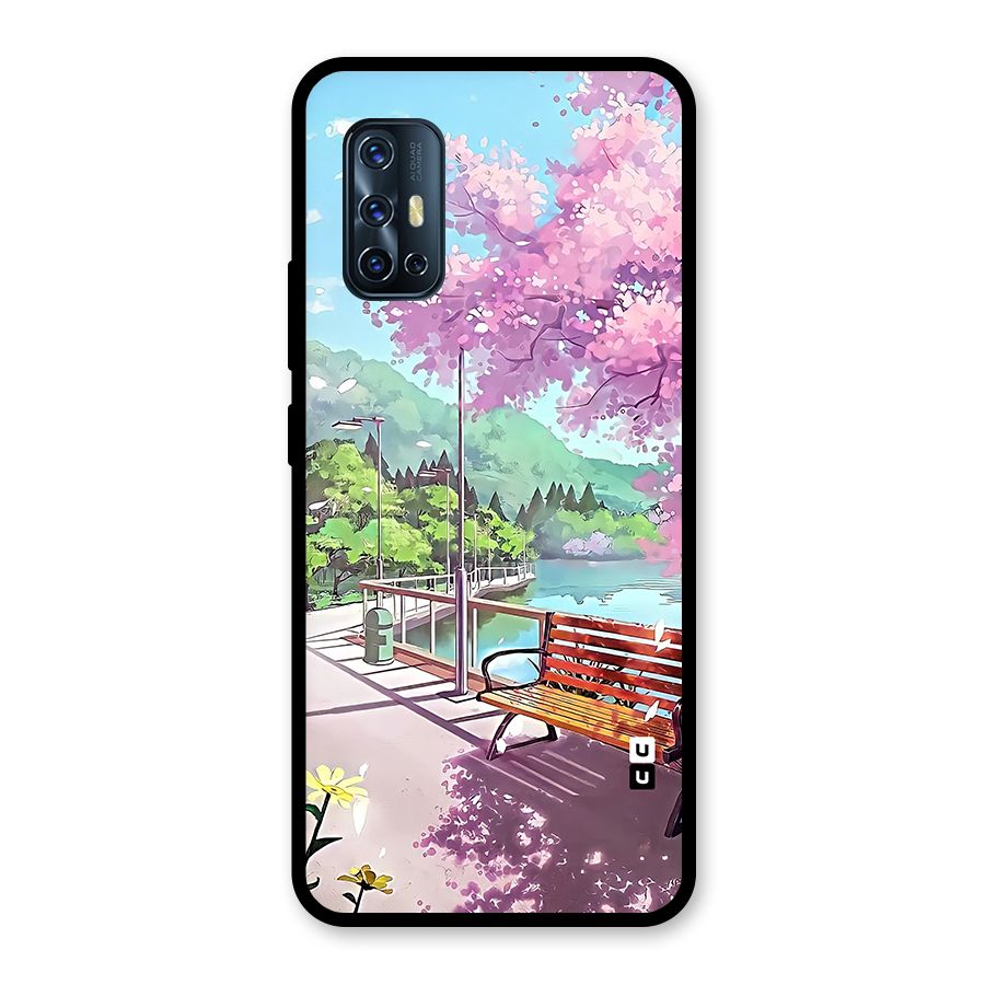 Beautiful Cherry Blossom Landscape Glass Back Case for Vivo V17