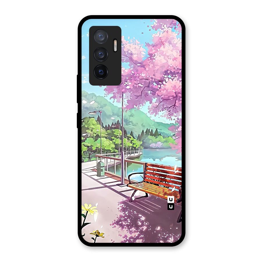 Beautiful Cherry Blossom Landscape Glass Back Case for Vivo V23e