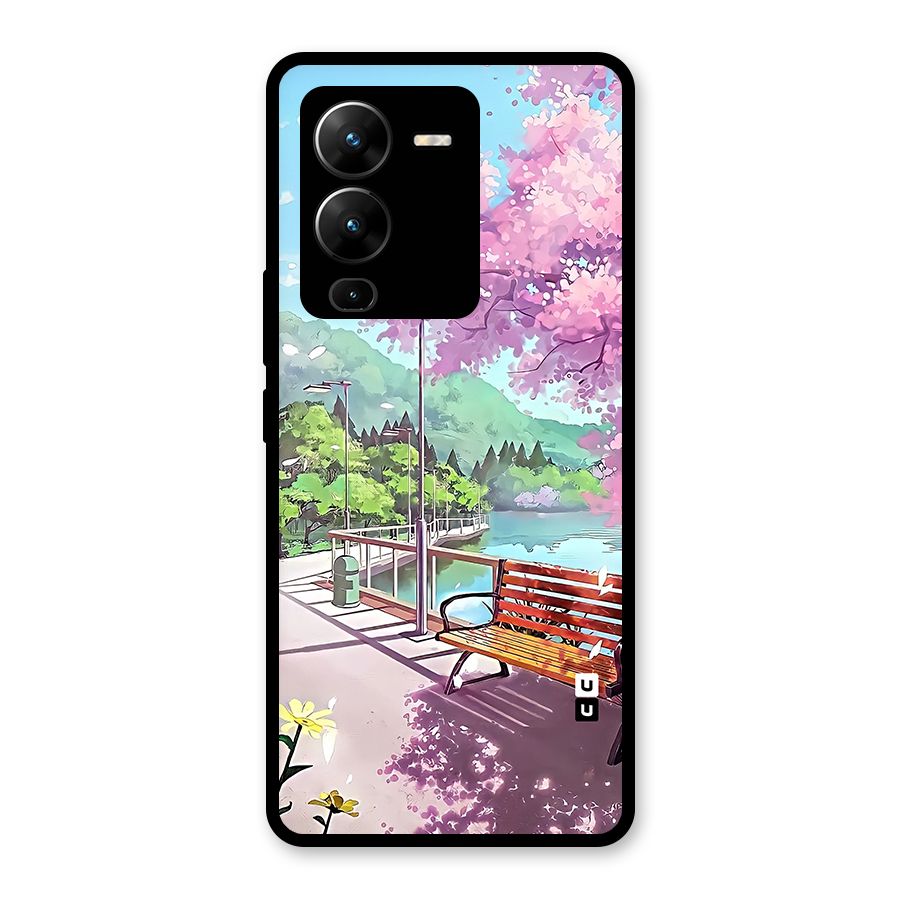 Beautiful Cherry Blossom Landscape Glass Back Case for Vivo V25 Pro