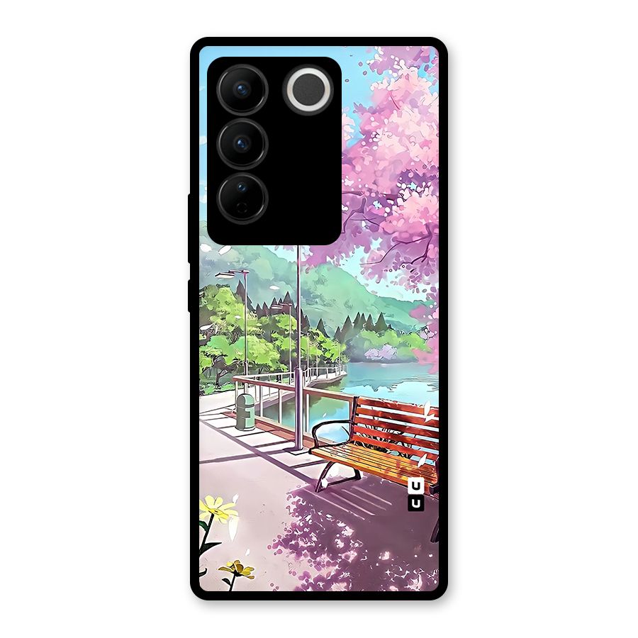 Beautiful Cherry Blossom Landscape Glass Back Case for Vivo V27 Pro