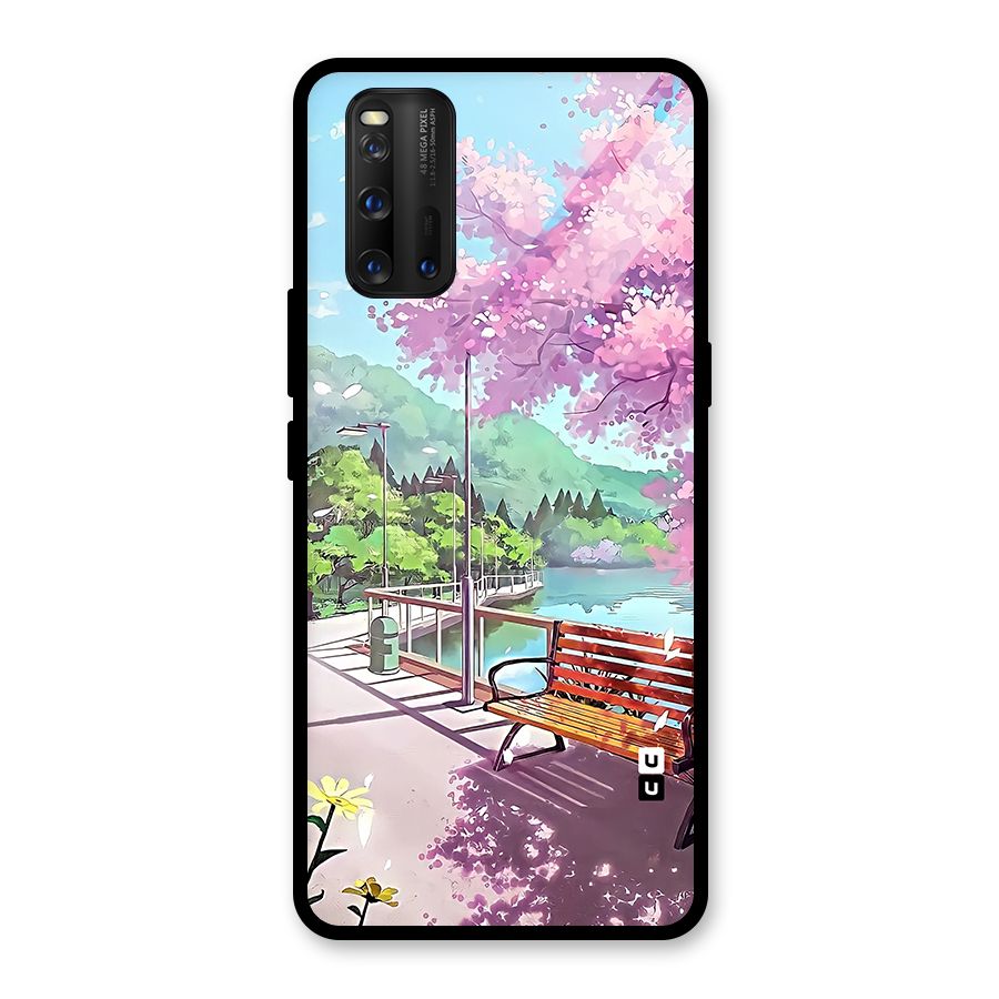 Beautiful Cherry Blossom Landscape Glass Back Case for Vivo iQOO 3