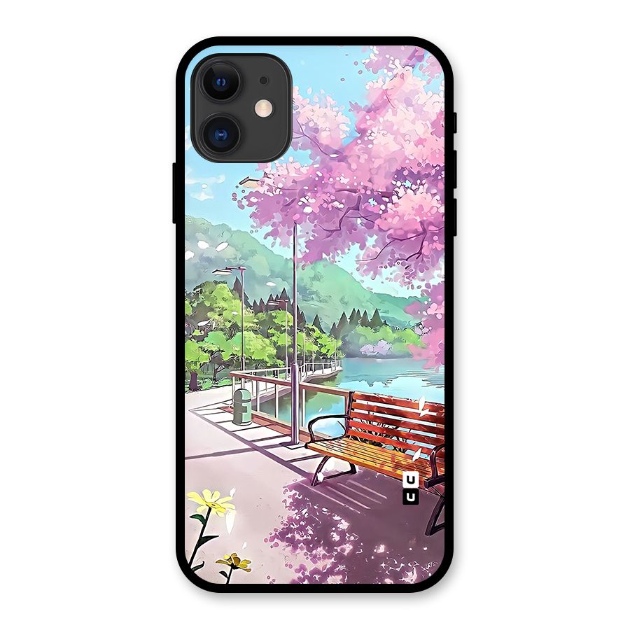 Beautiful Cherry Blossom Landscape Glass Back Case for iPhone 11
