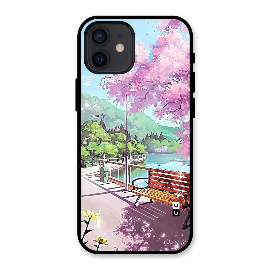 Beautiful Cherry Blossom Landscape Glass Back Case for iPhone 12