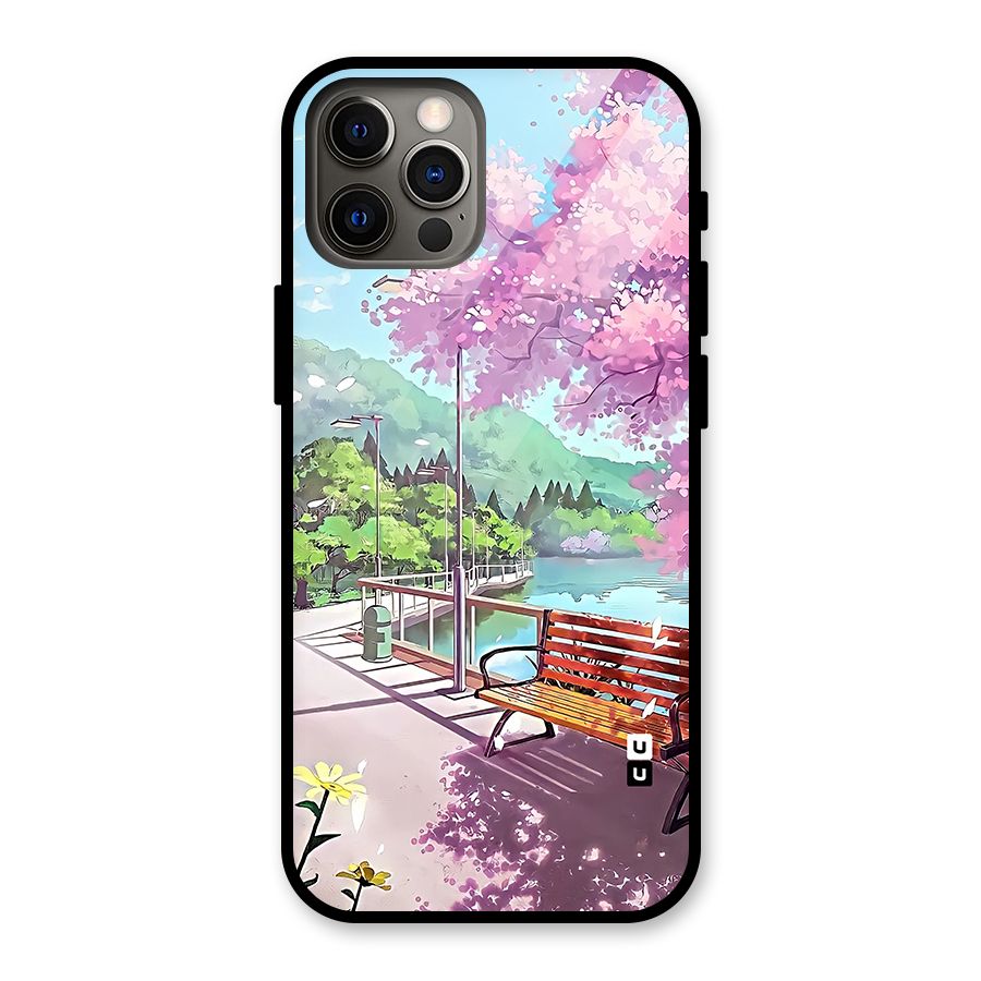 Beautiful Cherry Blossom Landscape Glass Back Case for iPhone 12 Pro