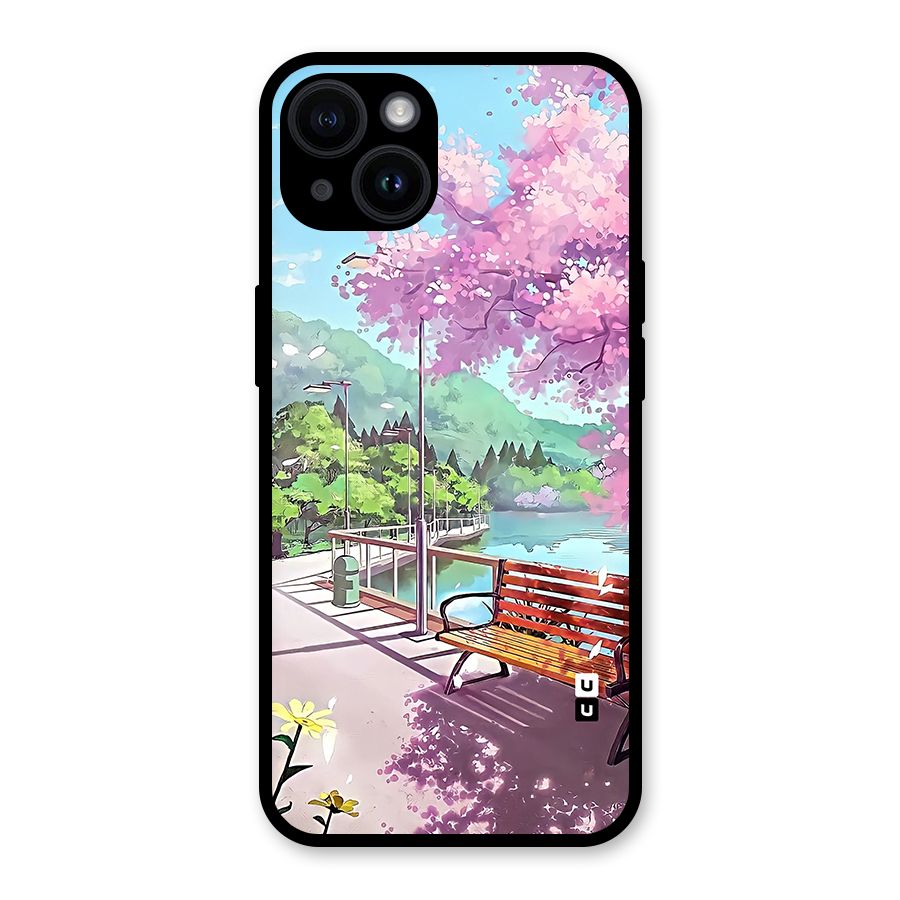 Beautiful Cherry Blossom Landscape Glass Back Case for iPhone 14