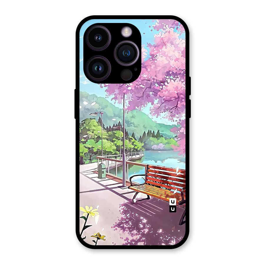 Beautiful Cherry Blossom Landscape Glass Back Case for iPhone 14 Pro