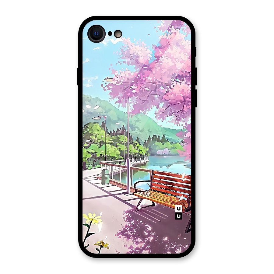 Beautiful Cherry Blossom Landscape Glass Back Case for iPhone 7