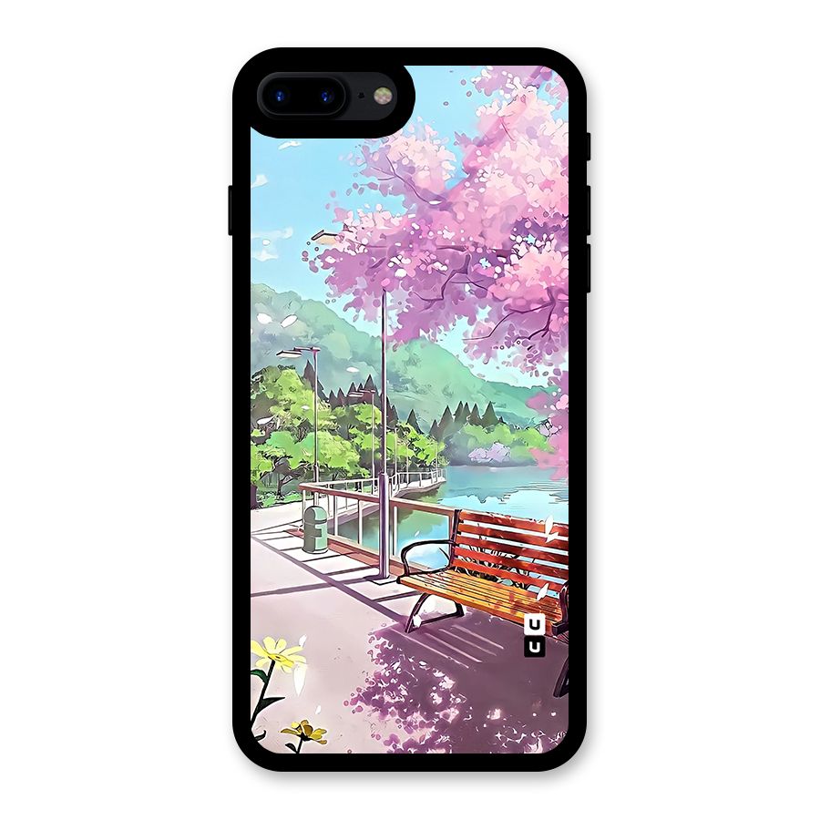 Beautiful Cherry Blossom Landscape Glass Back Case for iPhone 7 Plus