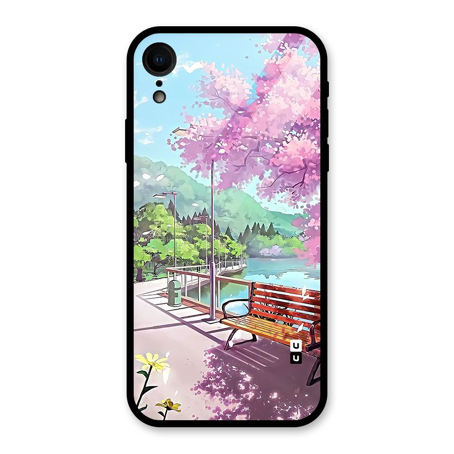 Beautiful Cherry Blossom Landscape Glass Back Case for iPhone XR