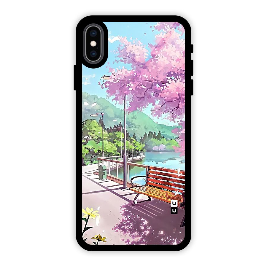 Beautiful Cherry Blossom Landscape Glass Back Case for iPhone XS Max