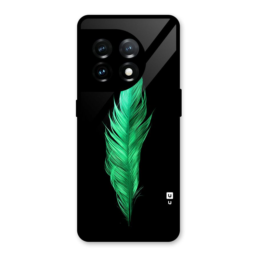 Beautiful Green Feather Glass Back Case for OnePlus 11